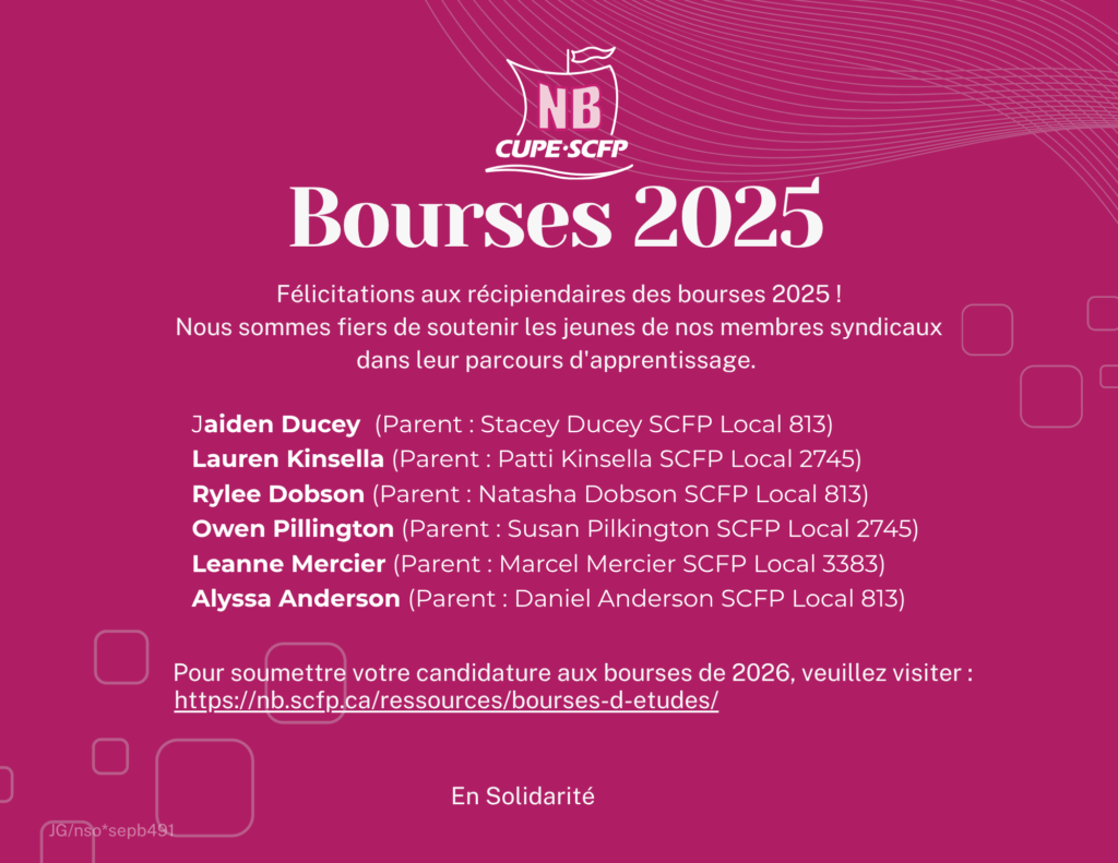 Récipiendaires des bourses 2025 et lien pour poser sa candidature aux bourses 2026